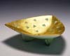 Porcelain Gold-Green Triangle Bowl by David Pier
